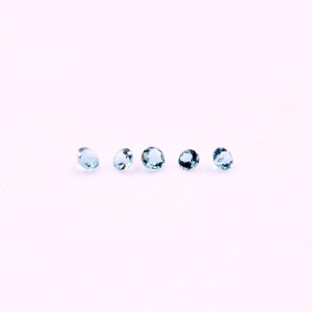 Aquamarine 5 Pcs Set Round 2mm-Aquamarine-Planet Gemstones