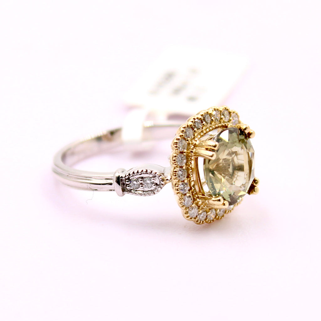 GIA Certified 2.9ct Alexandrite and Diamond 14k multi tone women cocktail Ring-Rings-Planet Gemstones