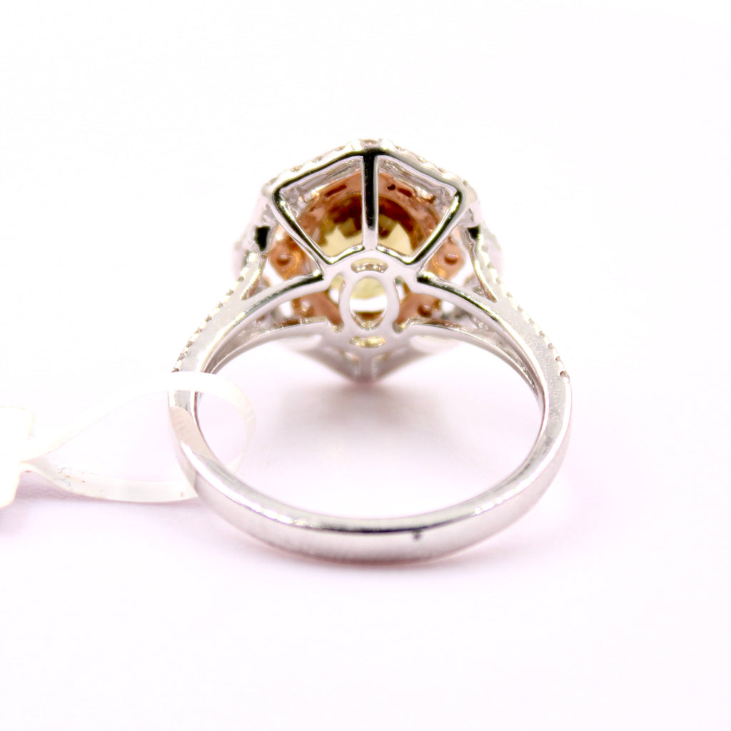 GIA Certified 4.20ct Alexandrite and Diamond 14k Multi tone Gold Women's Ring-Rings-Planet Gemstones