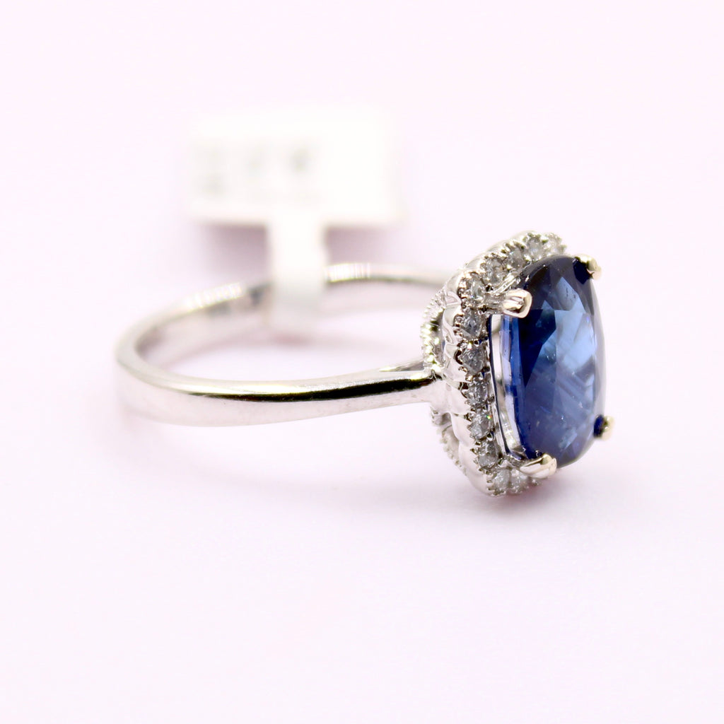 Sapphire with Diamond Ring-Rings-Planet Gemstones