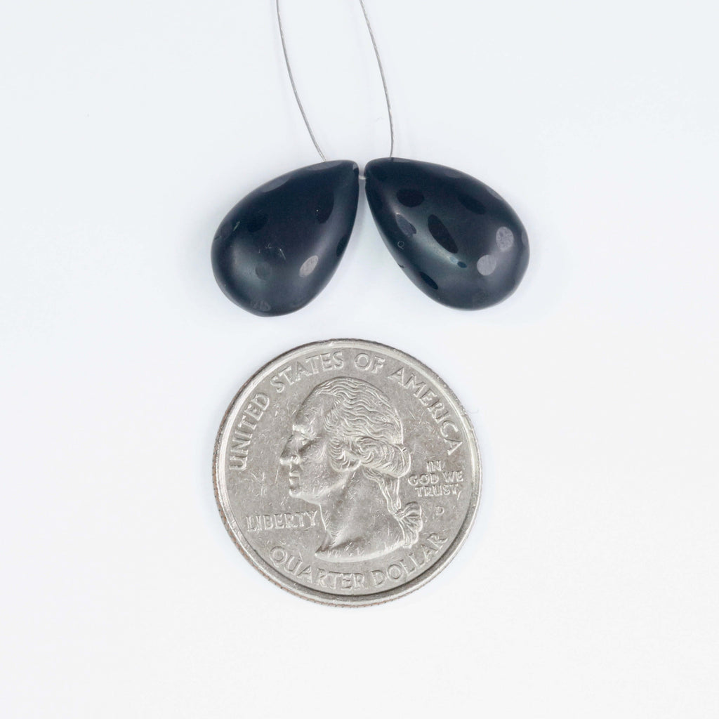 Black Spinel Pear Pair-Spinel Beads-Planet Gemstones