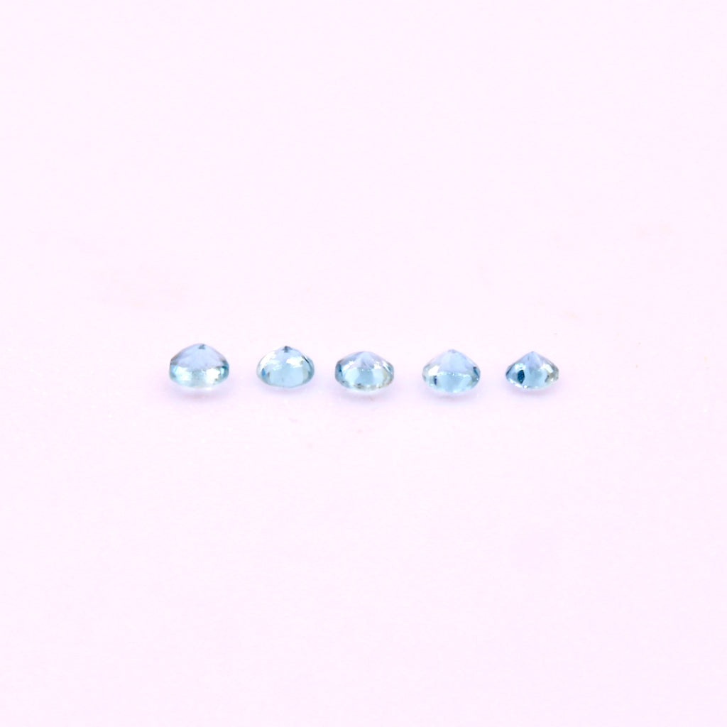 Aquamarine 5 Pcs Set Round 2mm-Aquamarine-Planet Gemstones