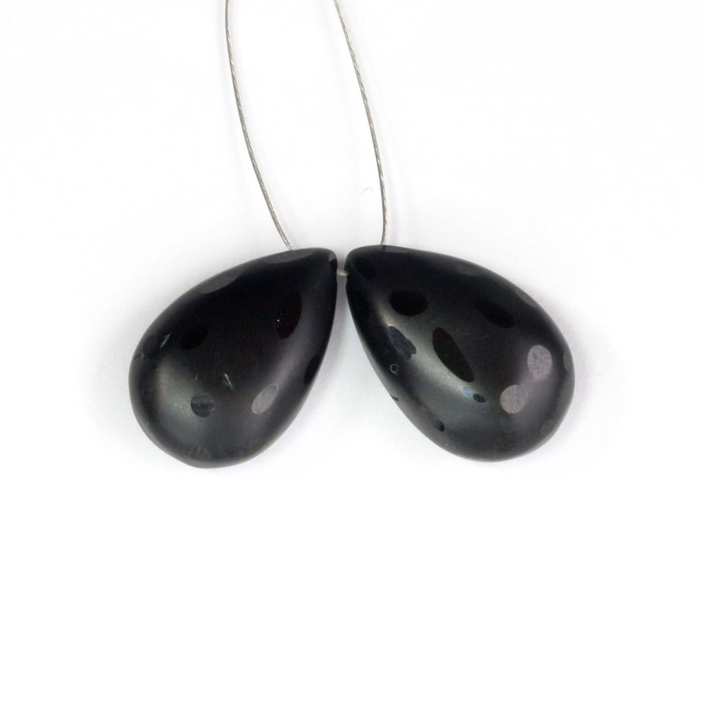 Black Spinel Pear Pair-Spinel Beads-Planet Gemstones