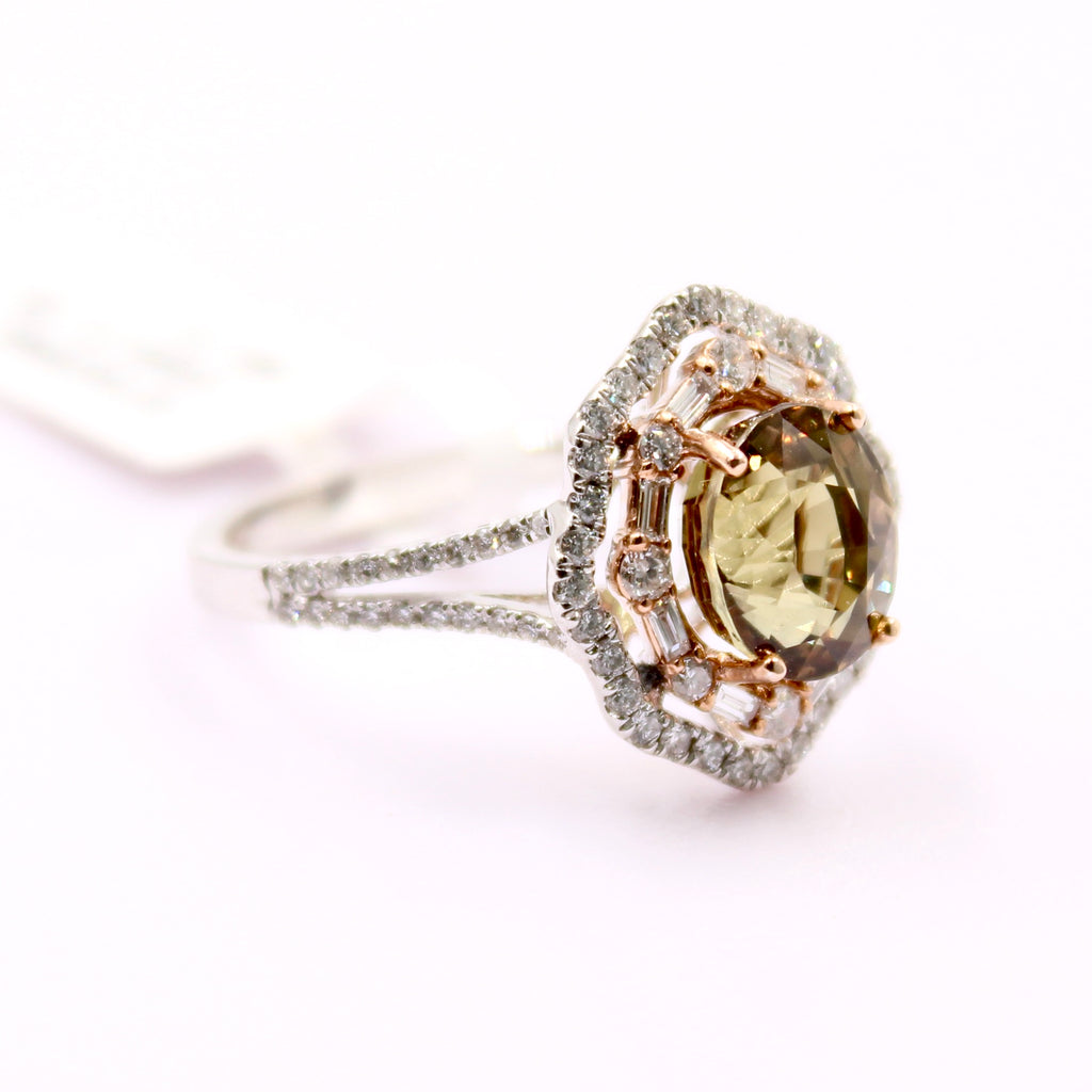 GIA Certified 4.20ct Alexandrite and Diamond 14k Multi tone Gold Women's Ring-Rings-Planet Gemstones