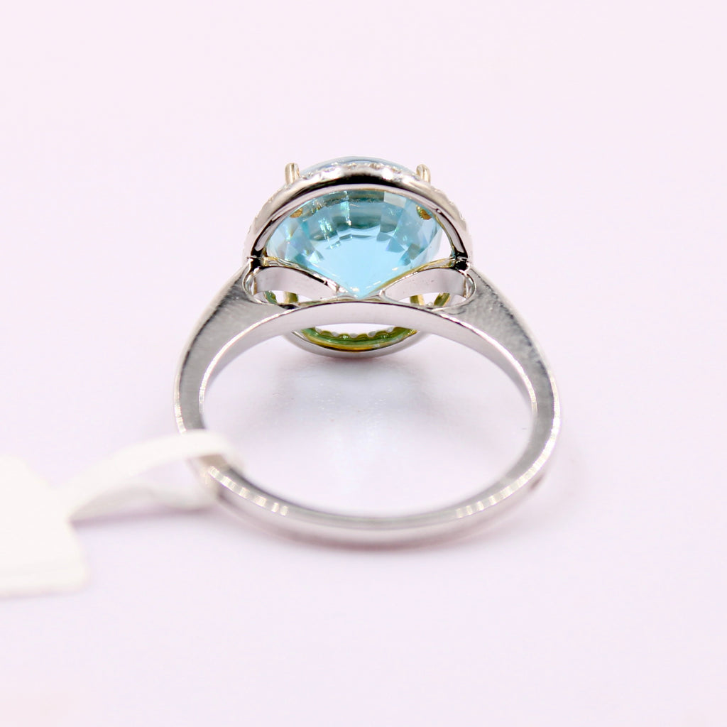 Zircon and Diamond Ring with 14k White gold-Rings-Planet Gemstones