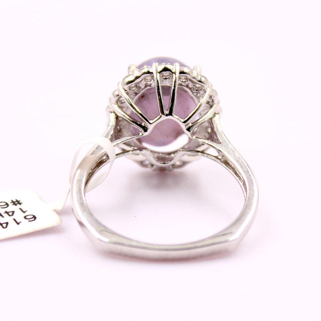 Star Sapphire with Diamond Ring-Rings-Planet Gemstones
