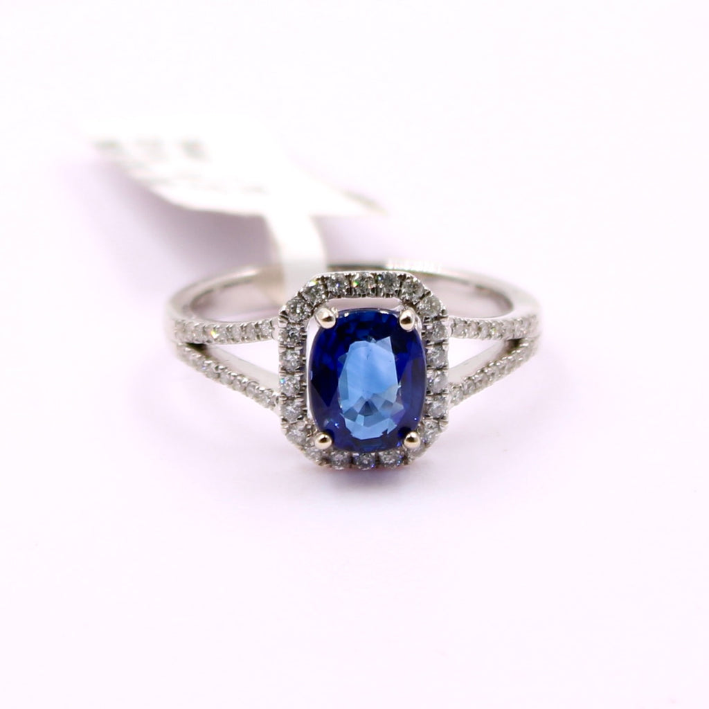 Sapphire with Diamond Ring-Rings-Planet Gemstones