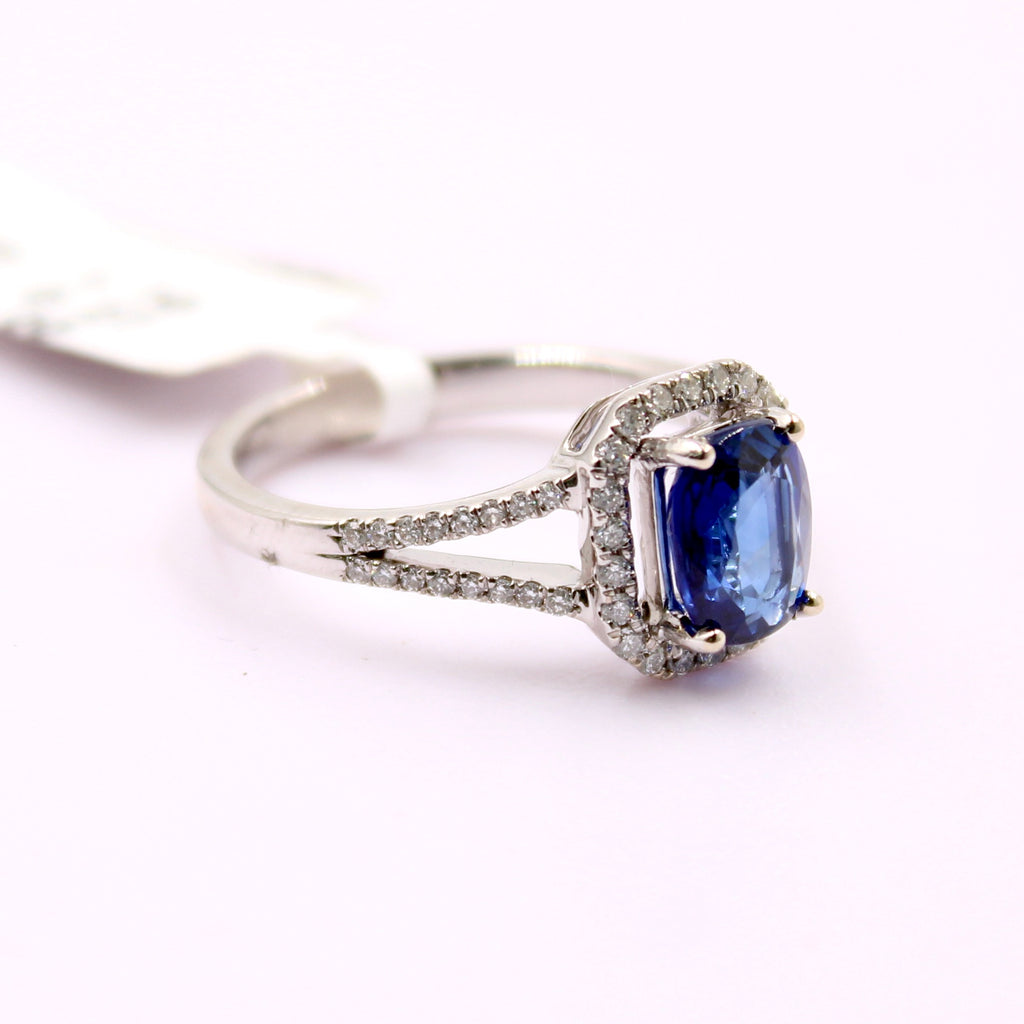 Sapphire with Diamond Ring-Rings-Planet Gemstones