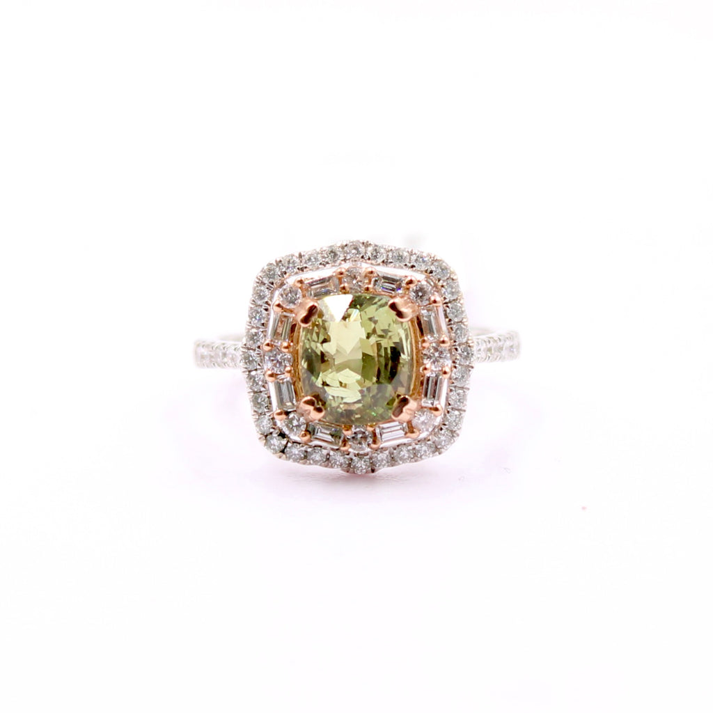 GIA Certified 3.73ct Alexandrite and Diamond with 14k Multi Gold Women's Ring-Rings-Planet Gemstones