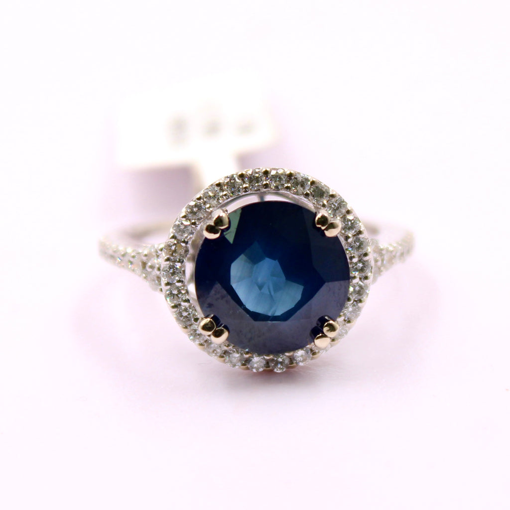 Sapphire with Diamond Ring-Rings-Planet Gemstones
