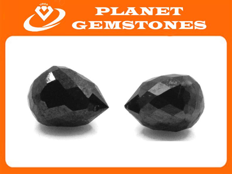 Black Diamond Briolette Drops-Diamond Beads-Planet Gemstones