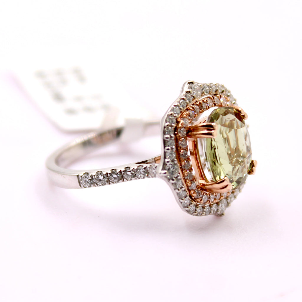 GIA certified 3.16 ct Alexandrite and diamond ring 14k multi tone cocktail ring-Planet Gemstones