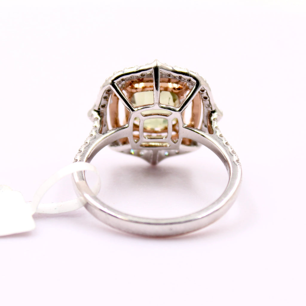 GIA certified 3.16 ct Alexandrite and diamond ring 14k multi tone cocktail ring-Planet Gemstones