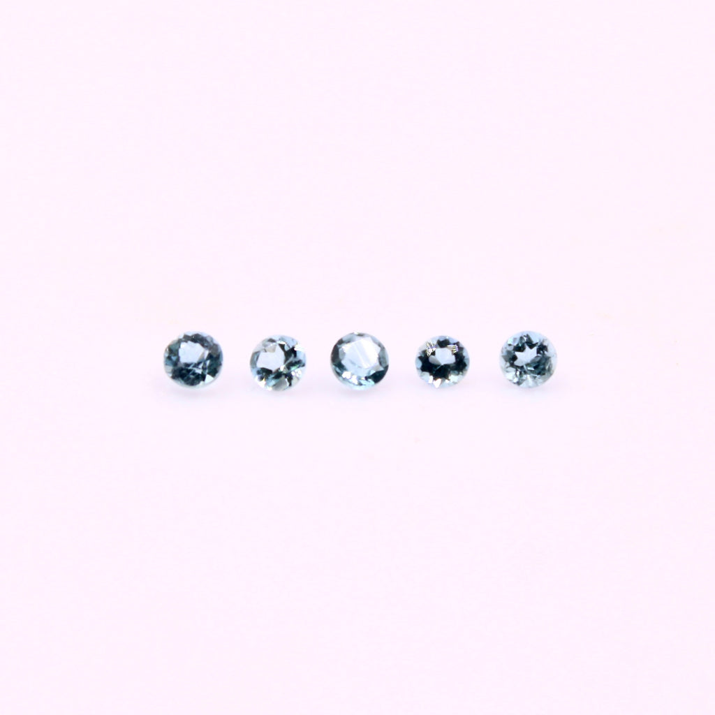 Aquamarine 5 Pcs Set Round 2mm-Aquamarine-Planet Gemstones