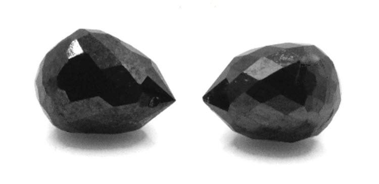 Black Diamond Briolette Drops-Diamond Beads-Planet Gemstones