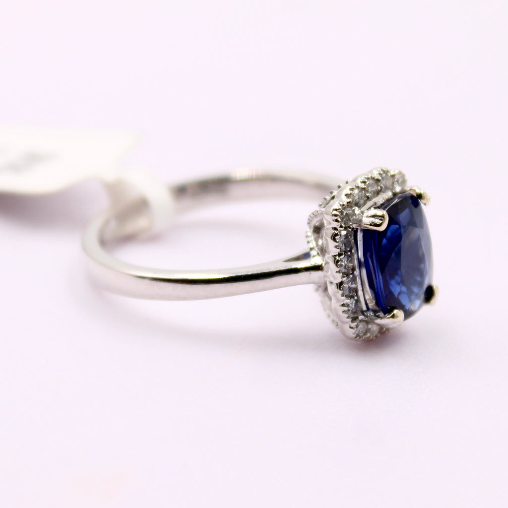 Sapphire with Diamond Ring-Rings-Planet Gemstones