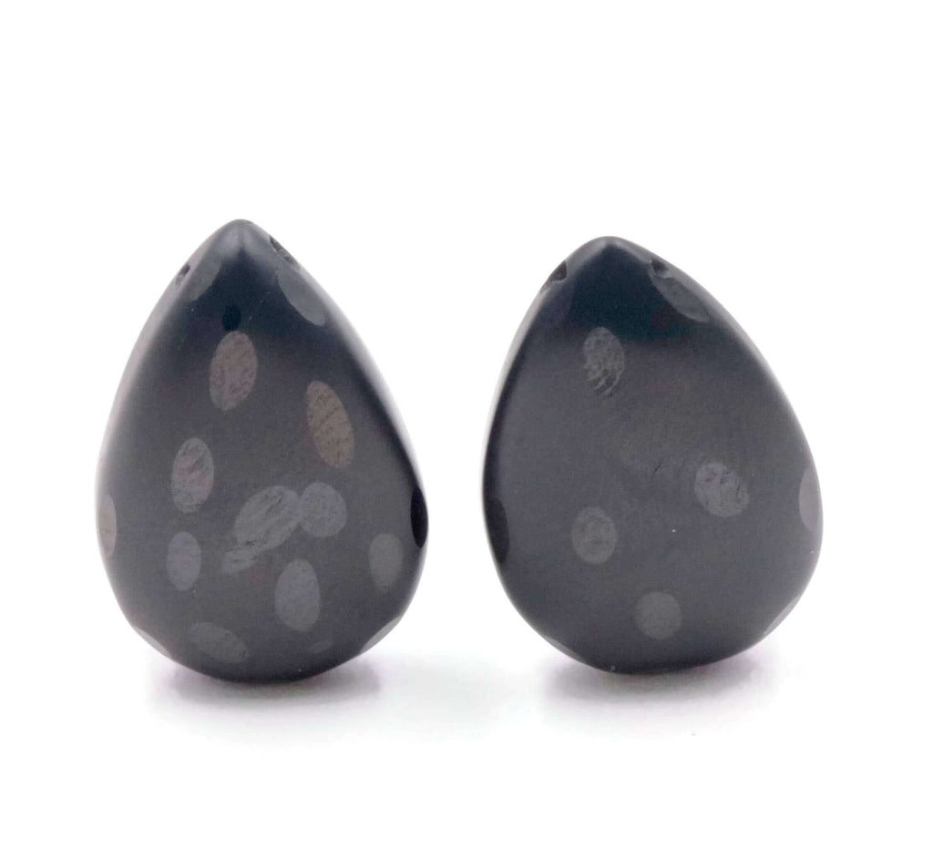Black Spinel Pear Pair-Spinel Beads-Planet Gemstones