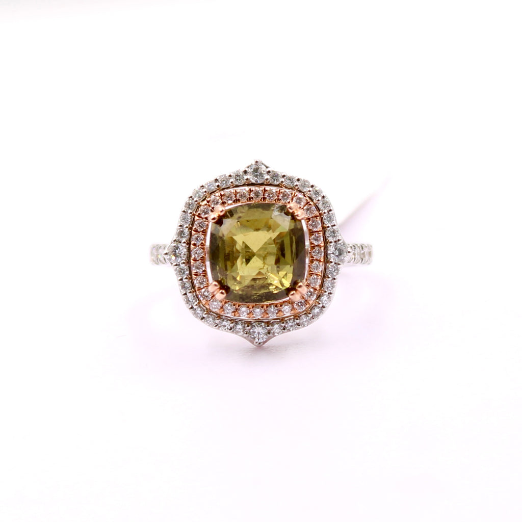 GIA Certified 4.65ct Alexandrite and Diamond with 14k Multi Gold Women's Ring-Planet Gemstones