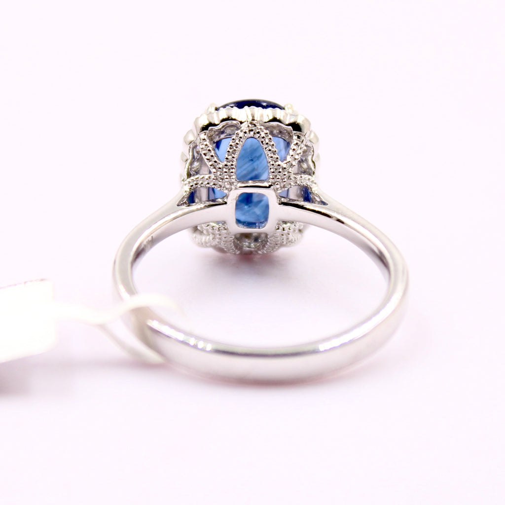 Sapphire with Diamond Ring-Rings-Planet Gemstones