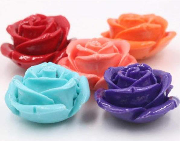 Composite Coral Flower Loose Beads DIY Jewelry Supply Composite Coral Beads Coral Flowers 21mm, Blue, Orange, Red, Purple, Pink, SKU 108915-Resin Coral-Planet Gemstones