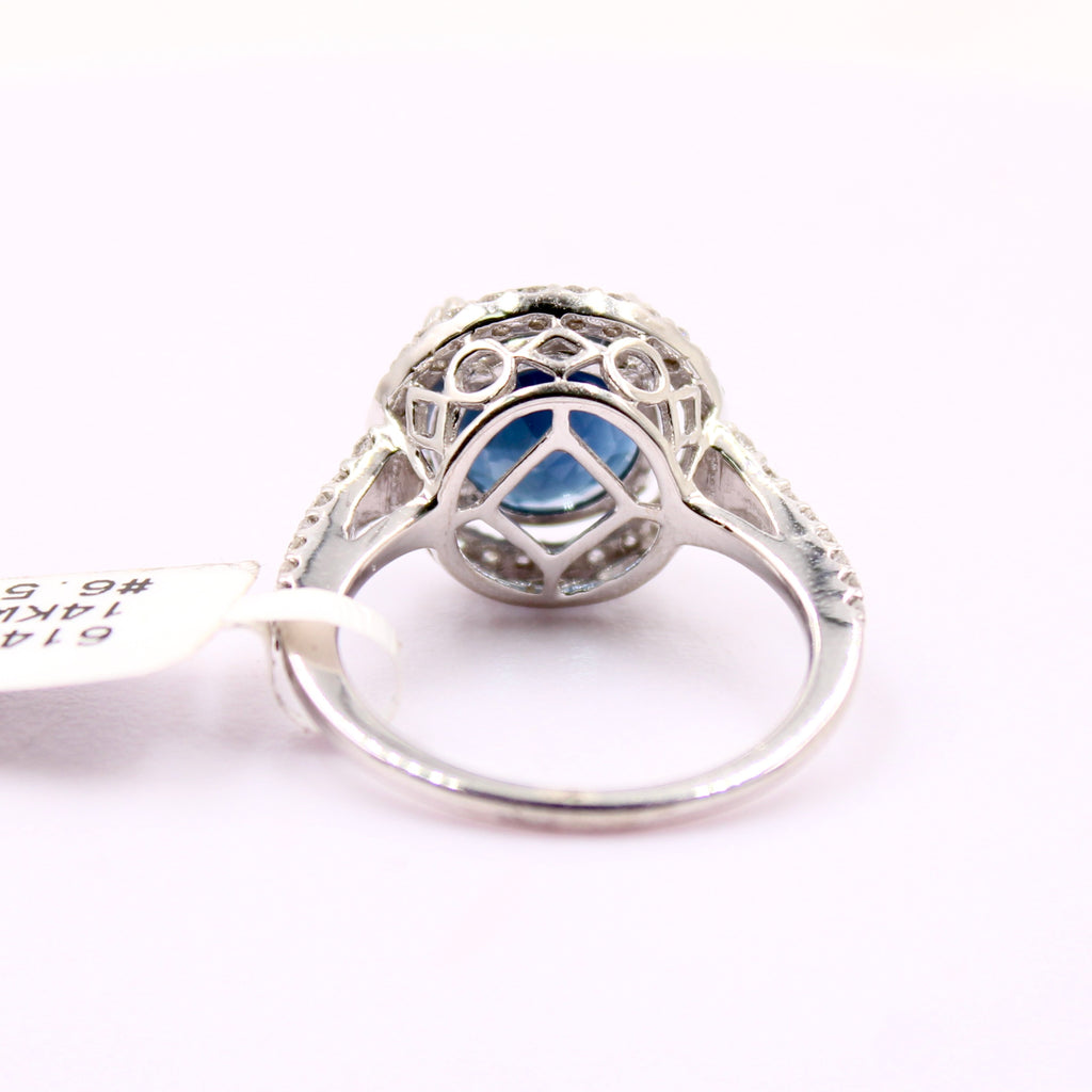 Sapphire with Diamond Ring-Rings-Planet Gemstones