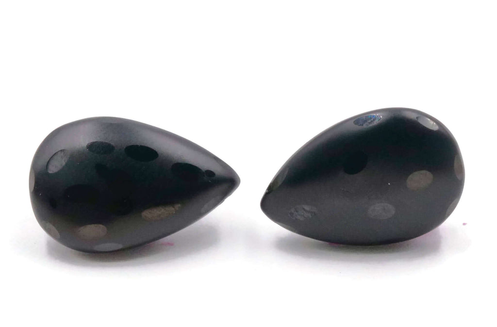Black Spinel Pear Pair-Spinel Beads-Planet Gemstones