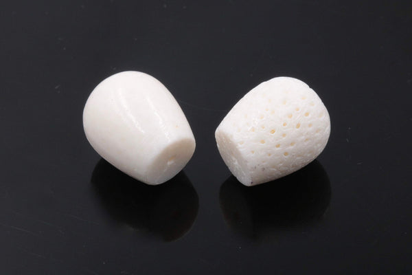 Natural White Coral Beads Sponge Coral Tapered Barrel 15x17mm 2pcs SET DIY Jewelry Supplies beads SKU 00111545