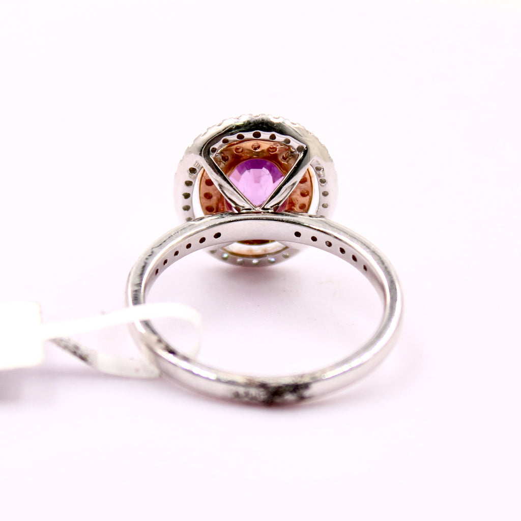 Pink Sapphire with Diamond Ring-Rings-Planet Gemstones