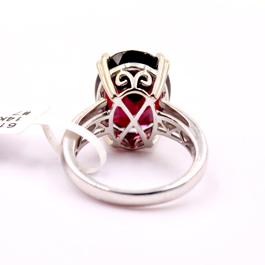 Garnet Ring with 14k White gold-Garnet-Planet Gemstones