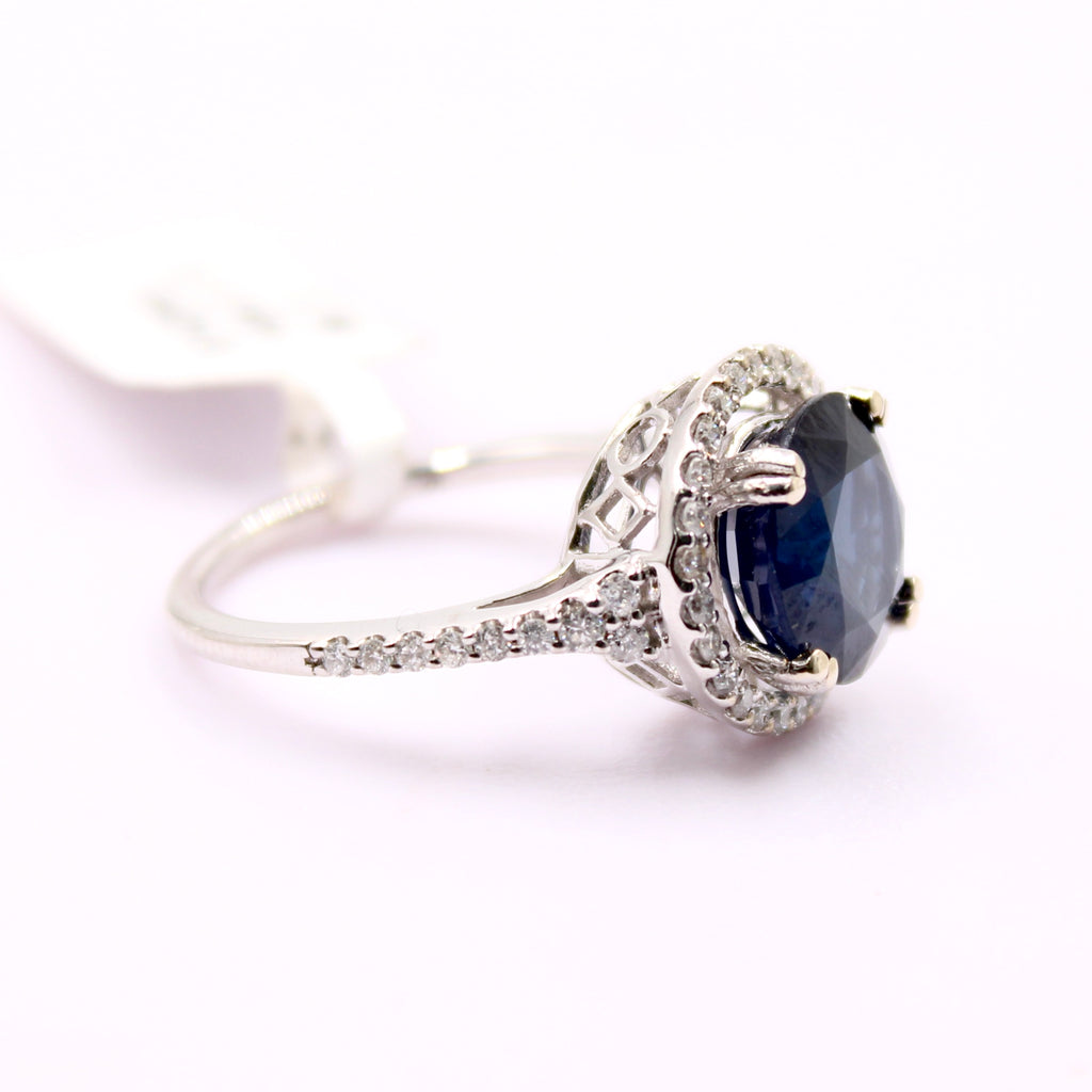 Sapphire with Diamond Ring-Rings-Planet Gemstones