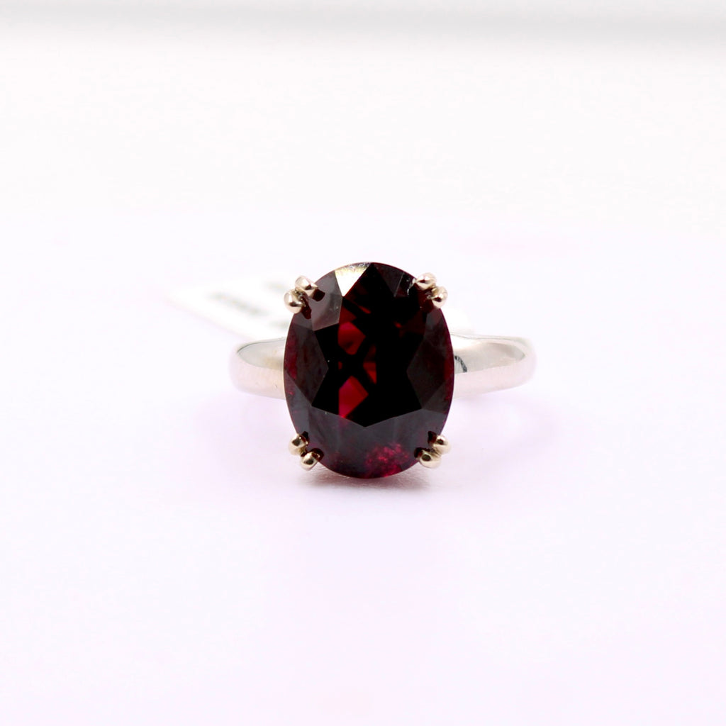 Garnet Ring with 14k White gold-Garnet-Planet Gemstones