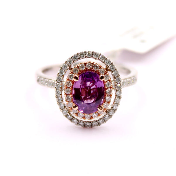 Pink Sapphire with Diamond Ring