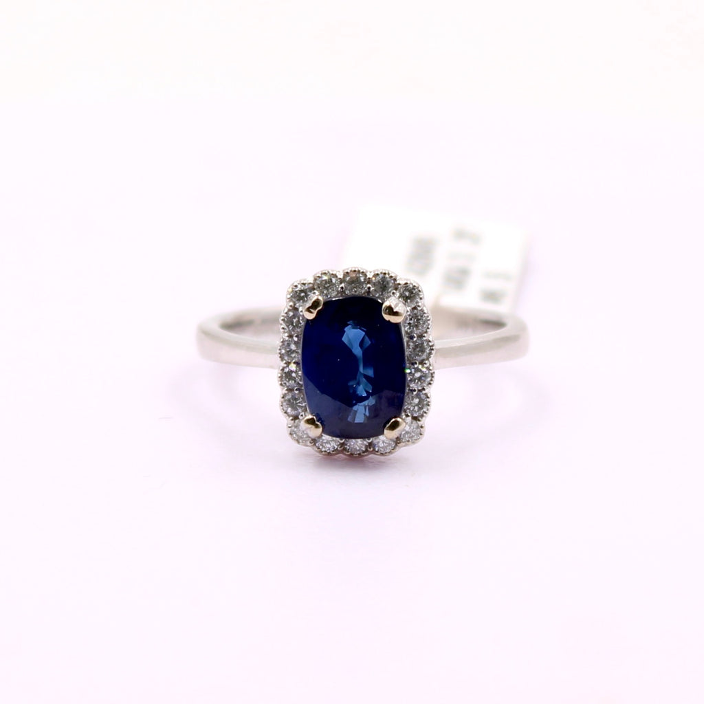 Sapphire with Diamond Ring-Rings-Planet Gemstones