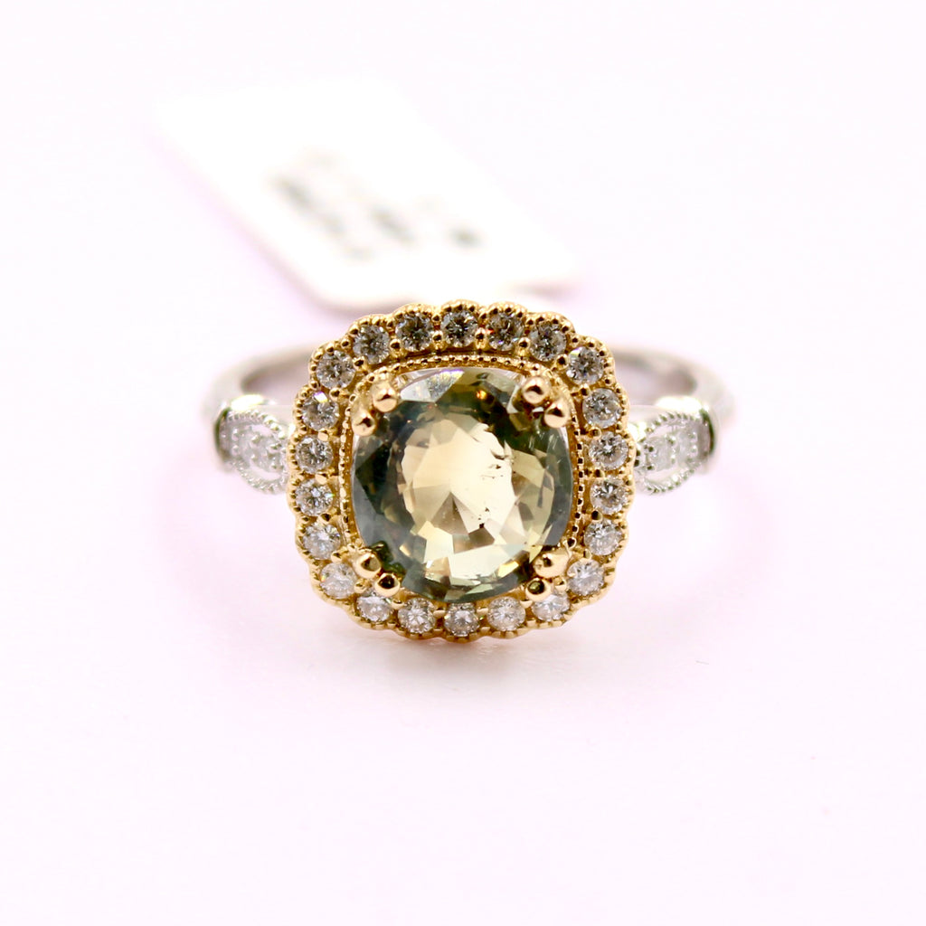 GIA Certified 2.9ct Alexandrite and Diamond 14k multi tone women cocktail Ring-Rings-Planet Gemstones