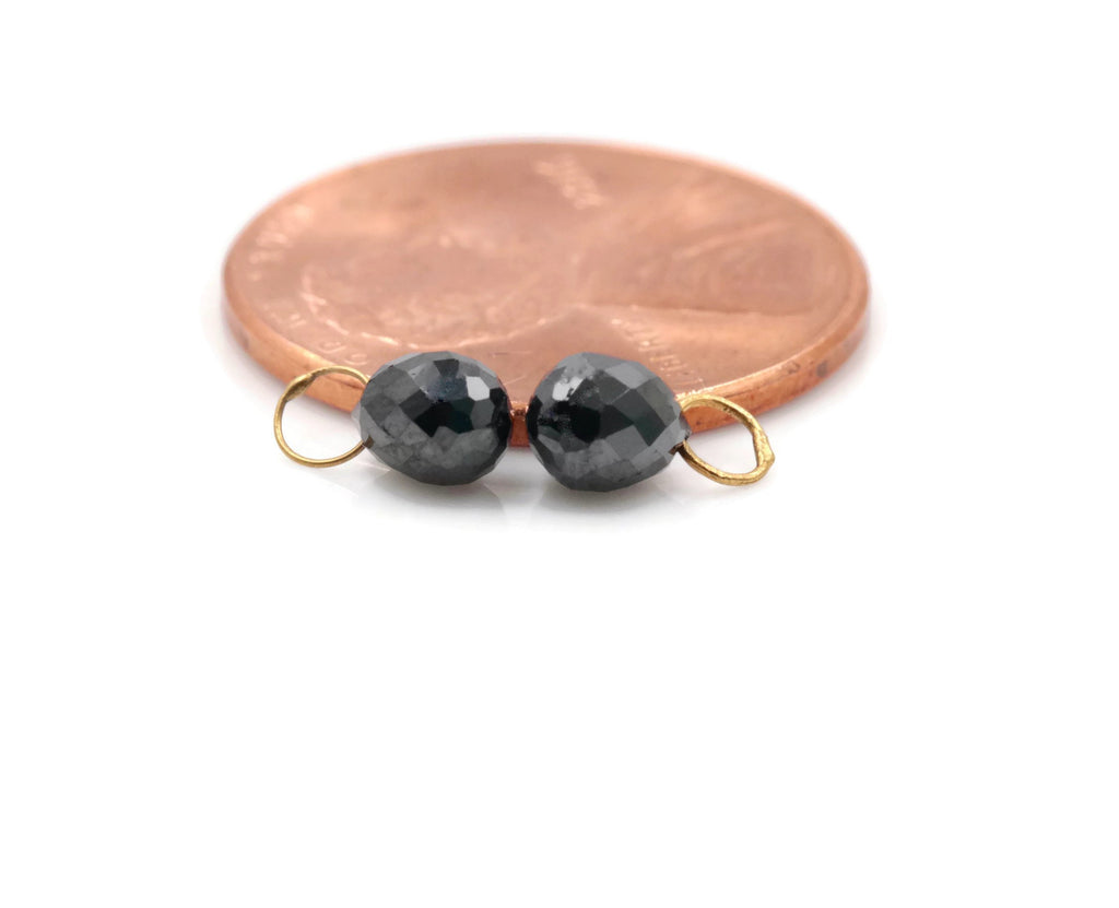 Natural Black Diamond Briolette 18KT YG 5X3MM 1.30Ct-Diamond Beads-Planet Gemstones