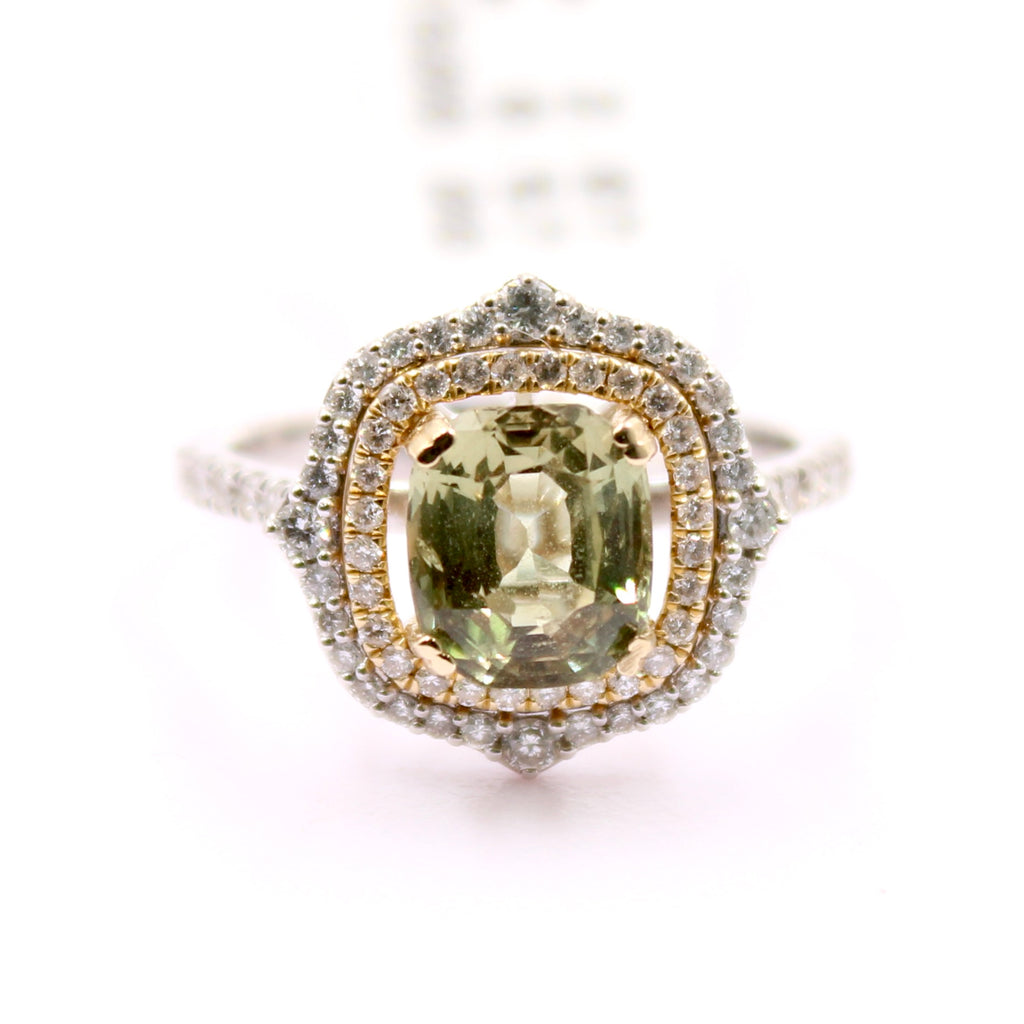GIA Certified Natural 3.14ct Alexandrite and Diamond 14k Multi Gold Women's Ring-Rings-Planet Gemstones