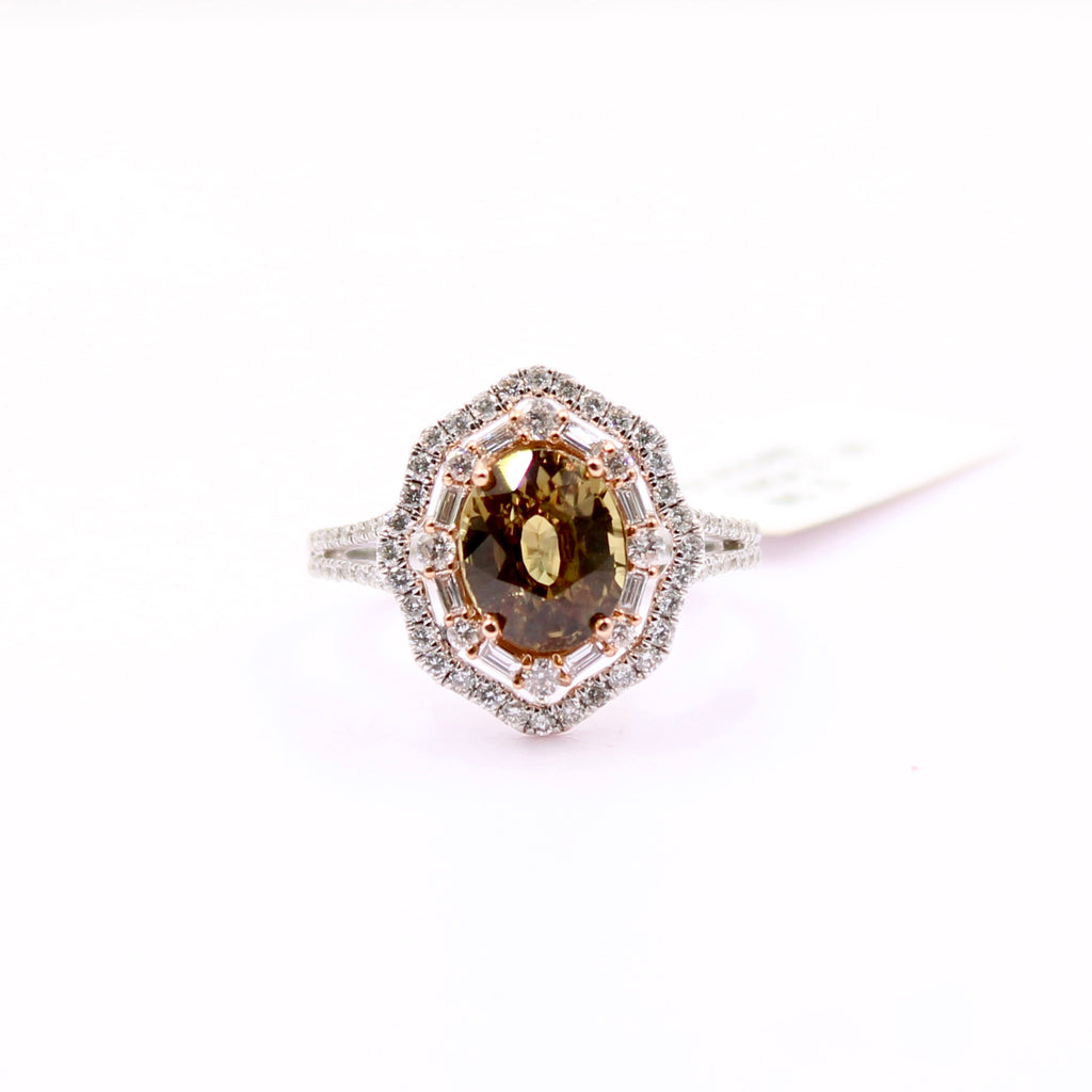GIA Certified 4.20ct Alexandrite and Diamond 14k Multi tone Gold Women's Ring-Rings-Planet Gemstones