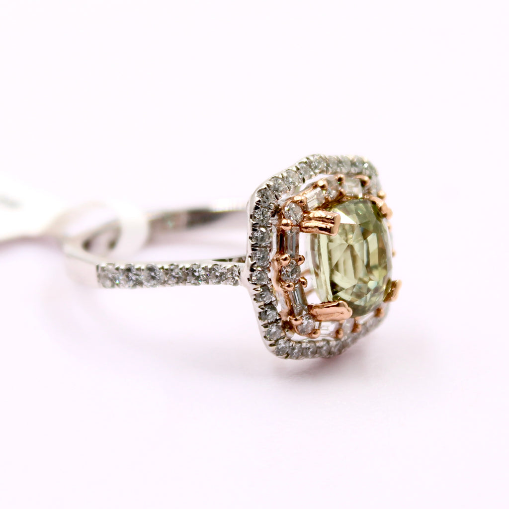 GIA Certified 3.73ct Alexandrite and Diamond with 14k Multi Gold Women's Ring-Rings-Planet Gemstones