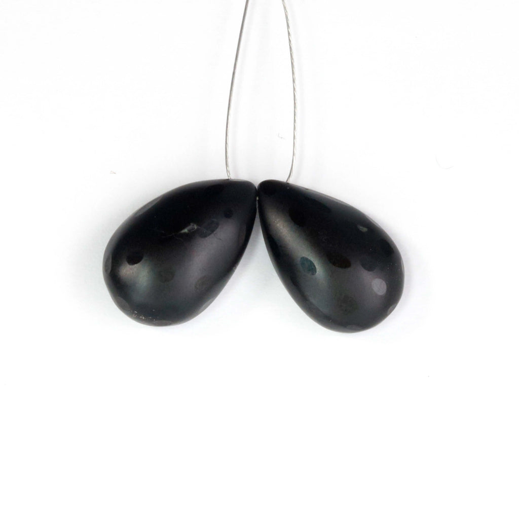 Black Spinel Pear Pair-Spinel Beads-Planet Gemstones
