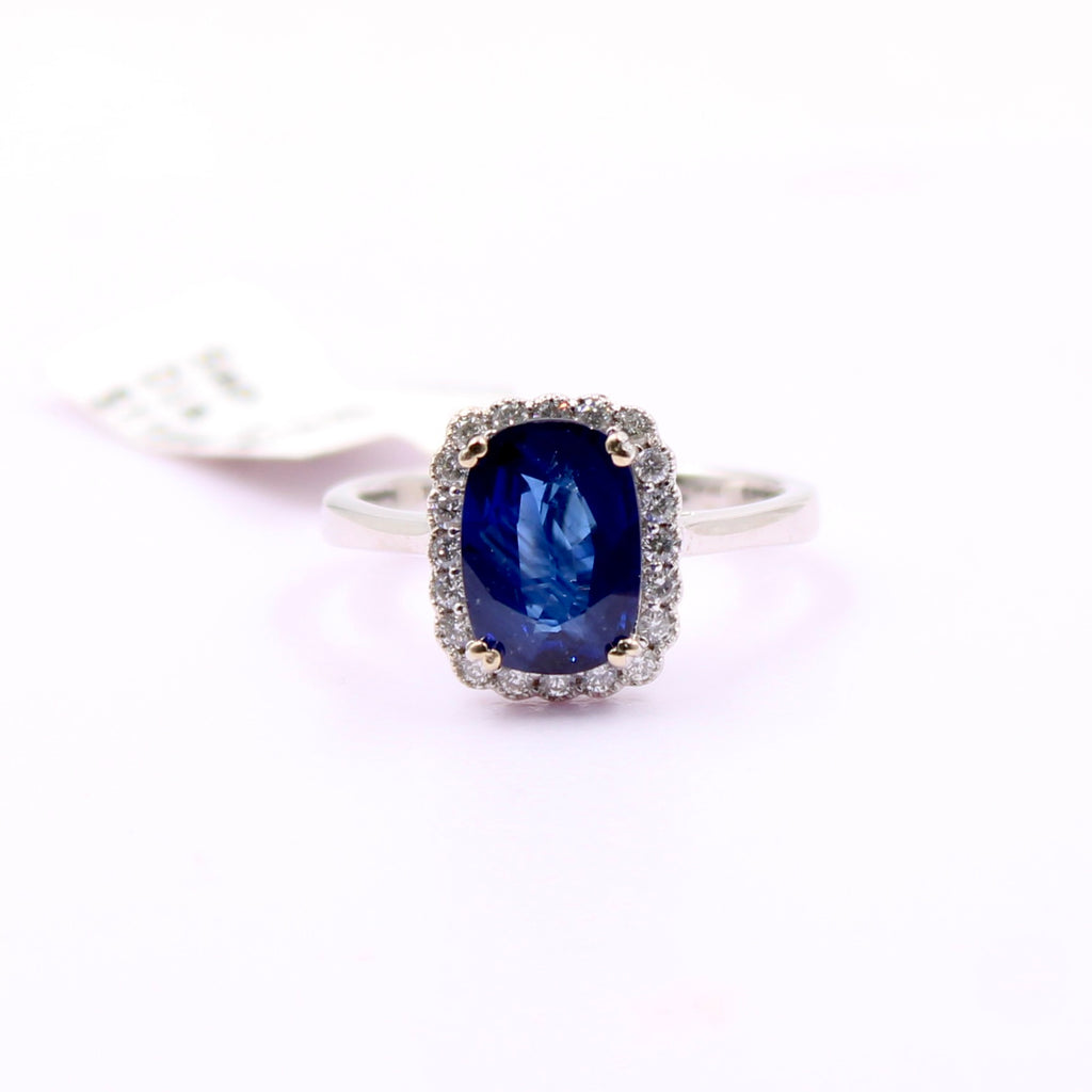Sapphire with Diamond Ring-Rings-Planet Gemstones