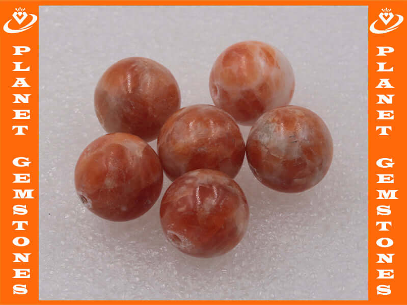Natural Orange Agate Beads RD 12mm 6pcs SET DIY Jewelry Supplies 72ct Agate beads-Planet Gemstones