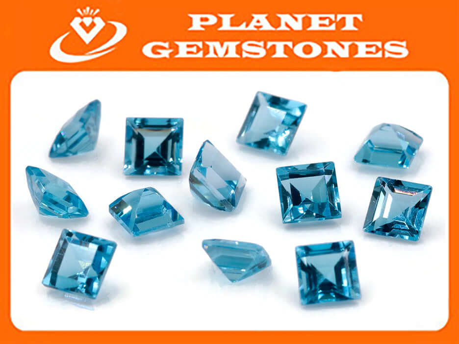 Topaz Square 6mm-Blue Topaz-Planet Gemstones