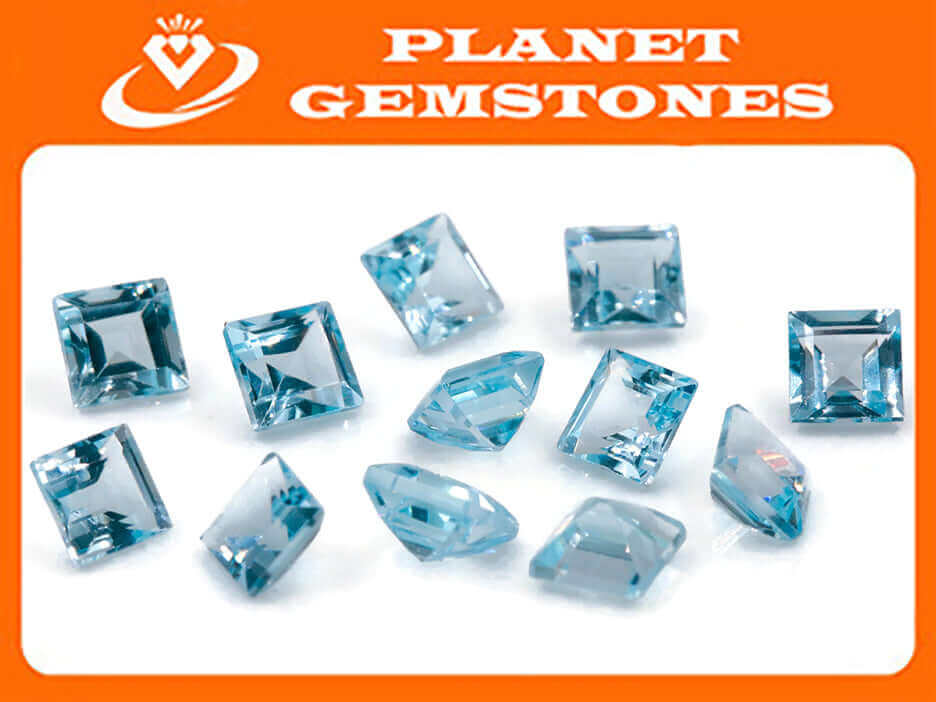 Natural Blue Topaz Gemstone Genuine Blue Topaz Faceted November Birthstone Blue Topaz Sky Blue Topaz Square 5.00mm 1.50cts SKU:114607-Blue Topaz-Planet Gemstones
