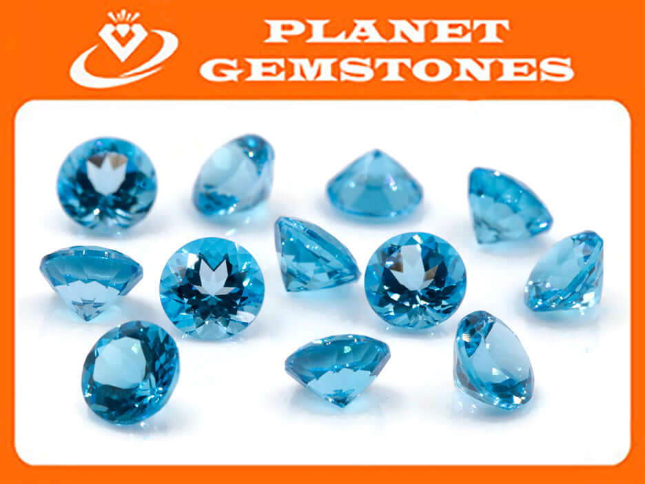Topaz Round 9mm-Blue Topaz-Planet Gemstones