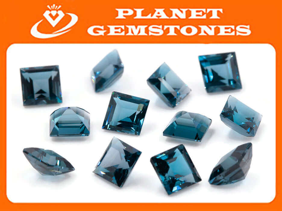 Natural Blue Topaz Gemstone Genuine Blue Topaz Faceted November Birthstone Blue Topaz London Blue Topaz Square 7.00mm 2.70cts SKU:114636-Blue Topaz-Planet Gemstones
