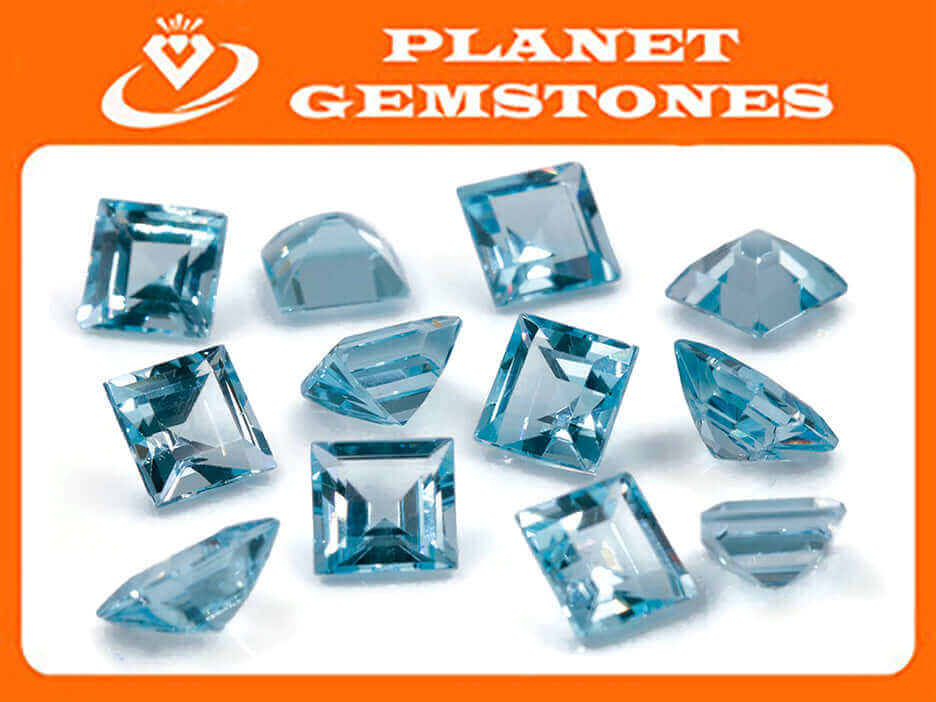 Topaz Square 6mm-Blue Topaz-Planet Gemstones