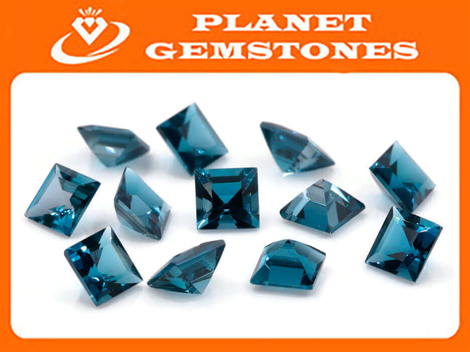 Natural Blue Topaz Gemstone Genuine Blue Topaz Faceted November Birthstone Blue Topaz London Blue Topaz Square 6mm 2.55cts SKU:114635-Blue Topaz-Planet Gemstones