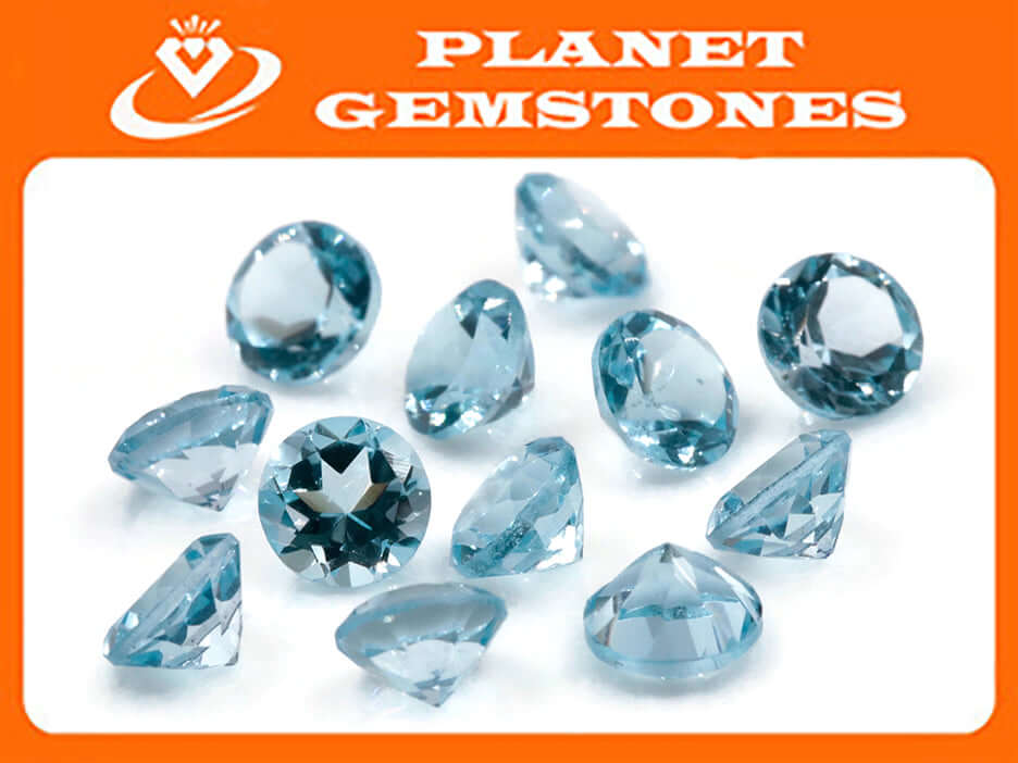 Topaz Round 6mm-Blue Topaz-Planet Gemstones