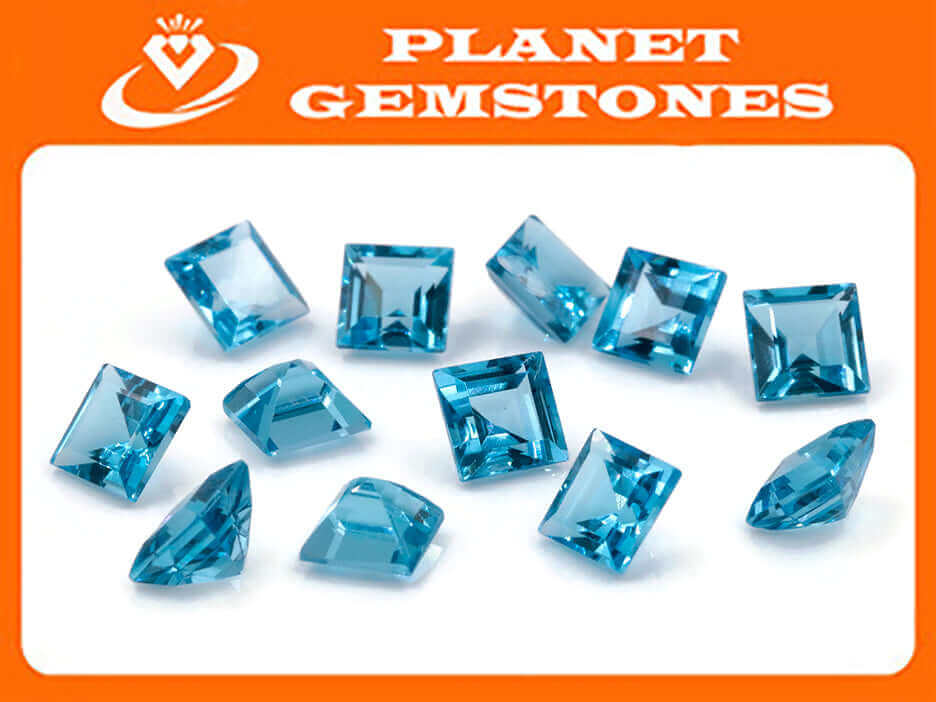 Topaz Square 8mm-Blue Topaz-Planet Gemstones