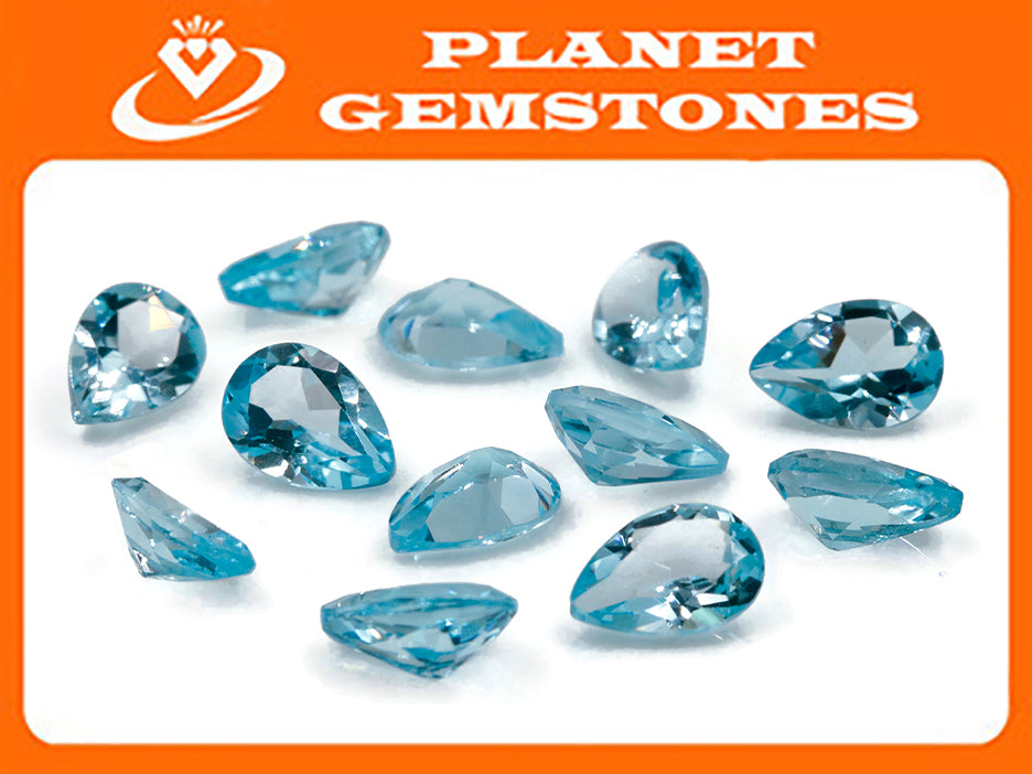 Natural Blue Topaz Gemstone Genuine Blue Topaz Faceted November Birthstone Blue Topaz Sky Blue Topaz Pear shape 7x10mm 6.71cts SKU:114439-Blue Topaz-Planet Gemstones